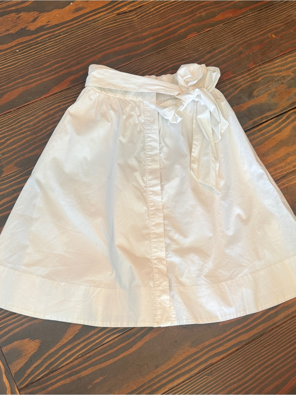 Club Monaco White A-Line Skirt Elastic Waist Tie Front Pockets 00 Knee Length - Picture 2 of 7